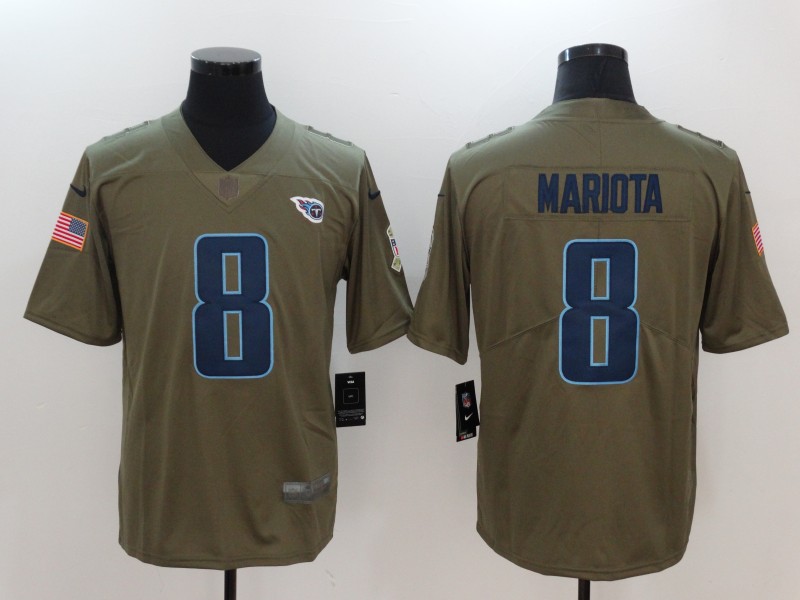 Men Tennessee Titans #8 Mariota Nike Olive Salute To Service Limited NFL Jerseys